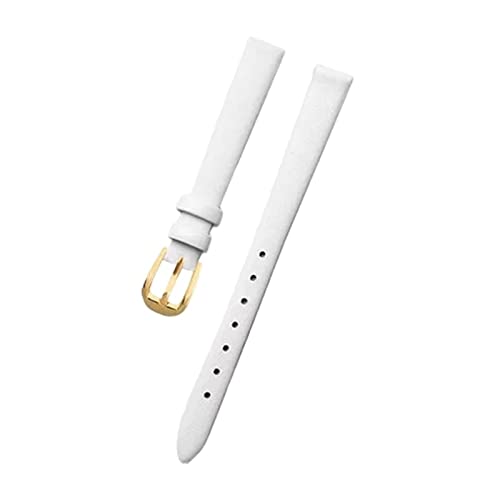 PiWine Uhrenarmbänder, Uhrenarmband, 6 mm/8 mm/10 mm, schlichtes Echtleder-Damenarmband for Damenuhren mit kleinem Zifferblatt, Ersatz for Damenarmband-Zubehör (Color : B-white-gold, Size : 6mm) von PiWine