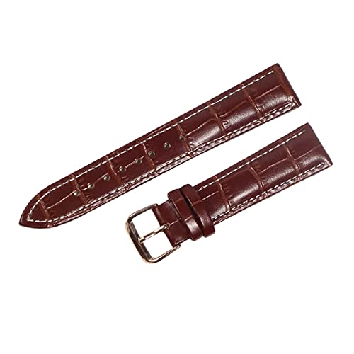 Uhrenarmbänder, Uhrenarmband, 12–24 mm, Bambusmuster, hautfreundliche Echtleder-Uhrenarmbänder mit schwarzer/silbriger/goldener Dornschließe, ersetzen das Uhrenarmband ( Color : Brown-black , Size : 1 von PiWine