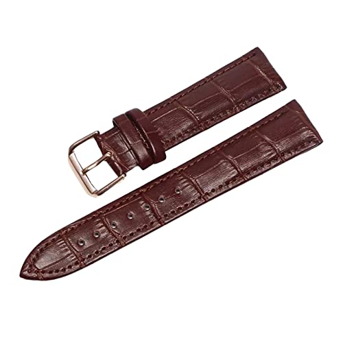 Uhrenarmbänder, Uhrenarmband, 12–24 mm, Bambusmuster, hautfreundliche Echtleder-Uhrenarmbänder mit schwarzer/silbriger/goldener Dornschließe, ersetzen das Uhrenarmband ( Color : Brown-rosegold , Size von PiWine