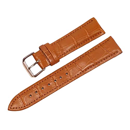 Uhrenarmbänder, Uhrenarmband, 12–24 mm, Bambusmuster, hautfreundliche Echtleder-Uhrenarmbänder mit schwarzer/silbriger/goldener Dornschließe, ersetzen das Uhrenarmband ( Color : Light Brown-rosegold , von PiWine