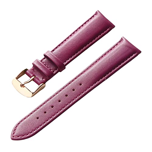 Uhrenarmbänder, Uhrenarmband, 13–22 mm, for Herren und Damen, schlichtes Echtleder-Armband, Edelstahl-Dornschließe, bequemes, atmungsaktives Uhrenarmband ( Color : Purple-rosegold Buckle , Size : 21mm von PiWine