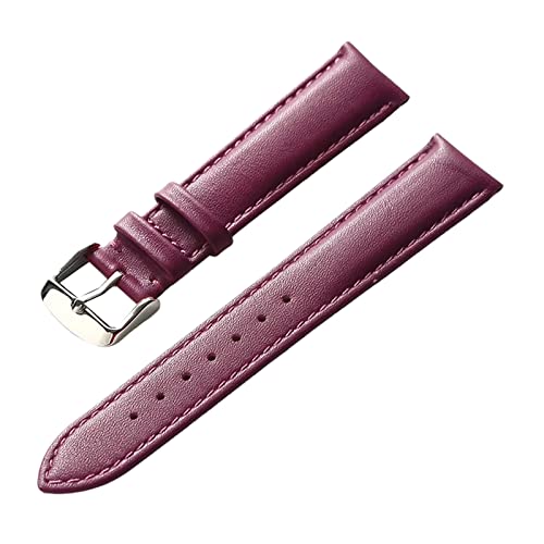 Uhrenarmbänder, Uhrenarmband, 13–22 mm, for Herren und Damen, schlichtes Echtleder-Armband, Edelstahl-Dornschließe, bequemes, atmungsaktives Uhrenarmband (Color : Purple, Size : 13mm) von PiWine