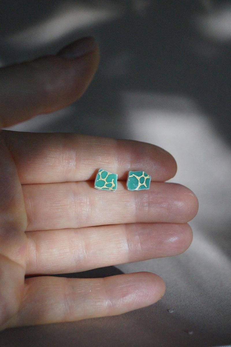 Talia - Grüne Porzellanohrringe, Silberstecker, Porzellanschmuck, Upcyclingschmuck, Ohrringe Als Geschenk Für Freundin von PiaHeise