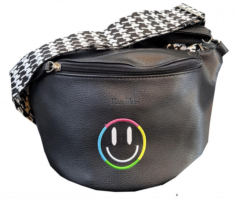 Piace Molto - Piace Molto Vera Range Hüfttasche Smiliey mit 2 Riemen black Schwarz von Piace Molto