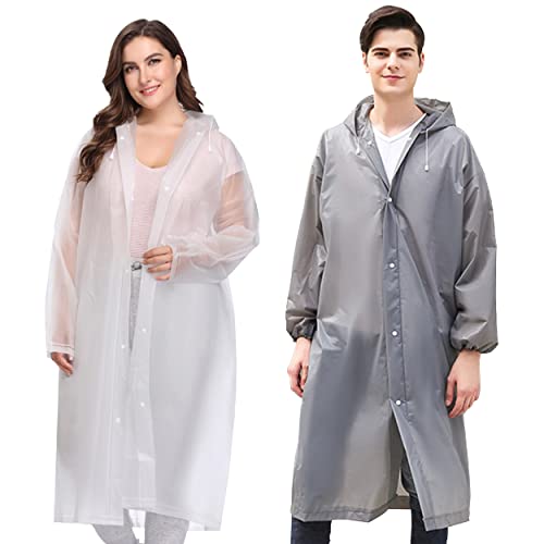 2 Stück Regenponcho, Regenmantel Eva Regenponcho Regencape für Damen und Herren mit Kaputze, Wiederverwendbar Wasserdicht Regenjacke festival Regenbekleidung Regen Poncho Cape für Wandern Radfahren von Piacolnic