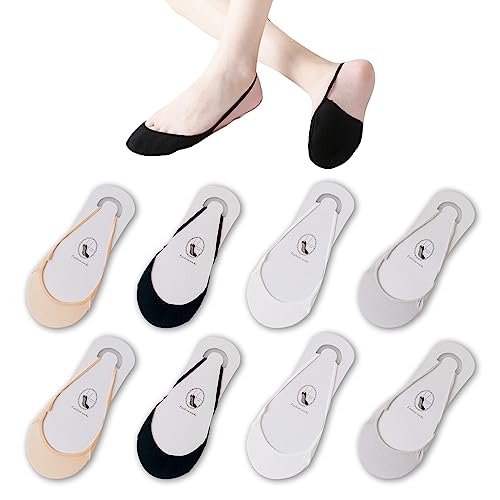 8 Paar Unsichtbare Atmungsaktiv Halbsocken, No Show Unsichtbare Socken Halbsocken Unsichtbare Rutschfeste Eisseidensocken Rutschfeste Füßlinge No-Show-Socken mit Rutschfest Silikon für High Heel von Piacolnic