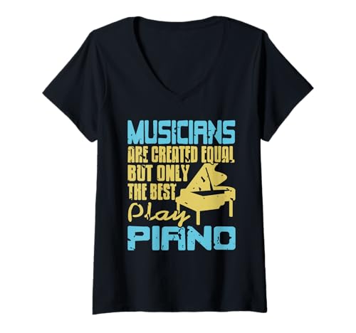 Damen Nur die Besten Spielen Klavier Musiker Humor T-Shirt mit V-Ausschnitt Damen Nur die Besten Spielen Klavier Musiker Humor T-Shirt mit V-Ausschnitt von Pianisten Selbstbewusstsein Musikfans Spruch