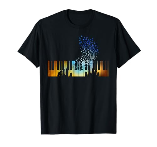 Piano Keyboard Tees Co. Hände auf Klavier Tastatur Musik Lehrer Shirt T-Shirt Schwarz Unisex Erwachsene, Unisex Kinder Klassische Passform U-Ausschnitt Kurzarm S von Piano Keyboard Tees Co.