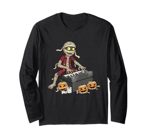 Lustiges Klavier Pianist Mama Kürbis Halloween Kinder Herren Damen Langarmshirt von Piano Lovers Cute Halloween Outfits for Boy Girl