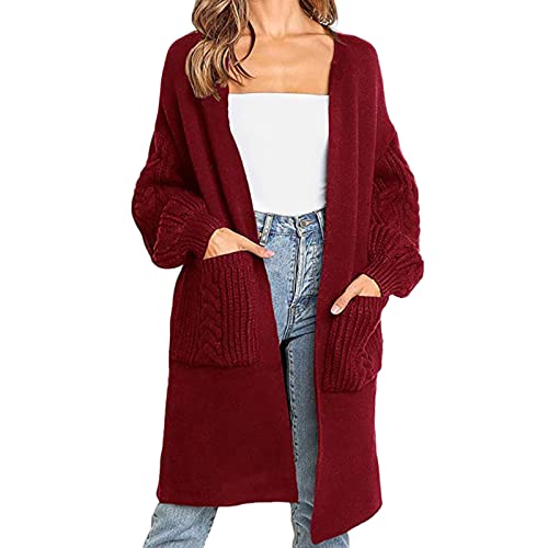 Pianshanzi Cardigan Damen Lang Cardigan Kapuzenpullover Elegante Schulterjacke Top Casual Top Cardigan Strickpullover Herbst Casual Offen Pulllover Vertuschung Sommermode Strickjacke von Pianshanzi