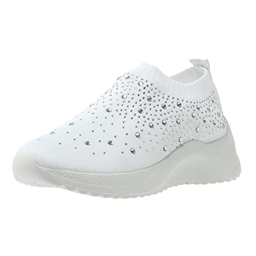 Pianshanzi Schuhe Dirndl Damen Sneaker für Damen Casual Sportschuhe Mesh Laufschuhe Strass Dekor Slip On Laufschuhe Schuhe Damen 41 von Pianshanzi