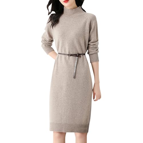 Pianshanzi Strickkleid Damen Lang Mit Schlitz Mode Warme Damenkleider Knitted Dress Winter Lang Stricken Tunika Pulli Kleid Warm Einfarbig Weihnachtskleid Pulloverkleid Pullover für Herbst Winter von Pianshanzi