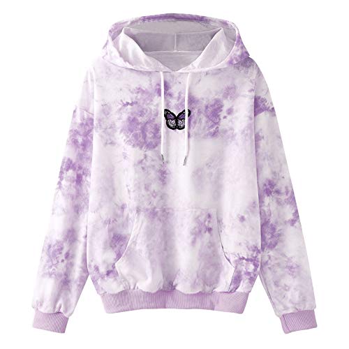 Pianshanzi Sweatshirt Damen Langarm Bluse Kapuzenpullover Niedlichen Schmetterling Gedruckt Hoodie Pullover mit Kapuze Herbst Winter Sweater Sport Frauen Teenager Mädchen Mode Casual Oberteile Tops von Pianshanzi