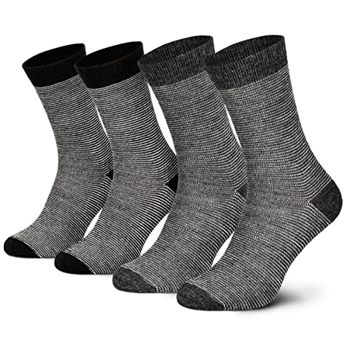 2 Paar Alpaka Wollsocken Frauen Geringelt atmungsaktive Kuschelsocken Wolle anthrazit schwarz 35 36 37 38 von Piarini