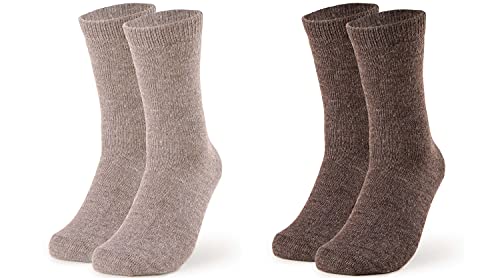 2 Paar Alpaka Wollsocken Frauen atmungsaktive Kuschelsocken Wolle beige braun 35 36 37 38 von Piarini