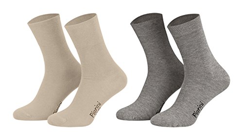 35-38 - 8 Paar Business Socken, Anzugsocken ohne Gummibund Baumwolle - Herren Damen - 8er Pack - 4xbeige 4xgrau von Piarini