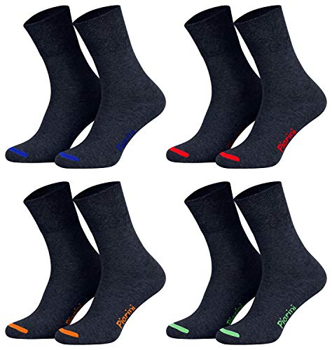 35-38 - 8 Paar Business Socken, Anzugsocken ohne Gummibund Baumwolle - Herren Damen - 8er Pack - blau jeans-farbige Spitze von Piarini