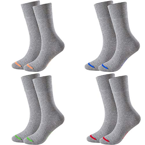 35-38 - 8 Paar Business Socken, Anzugsocken ohne Gummibund Baumwolle - Herren Damen - 8er Pack - grau-farbige Spitze von Piarini