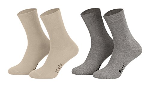 39-42 - 8 Paar Business Socken, Anzugsocken ohne Gummibund Baumwolle - Herren Damen - 8er Pack - 4xbeige 4xgrau von Piarini