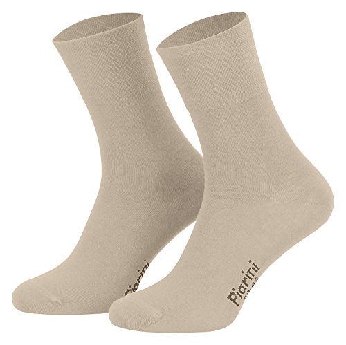 39-42 - 8 Paar Business Socken, Anzugsocken ohne Gummibund Baumwolle - Herren Damen - 8er Pack - beige von Piarini