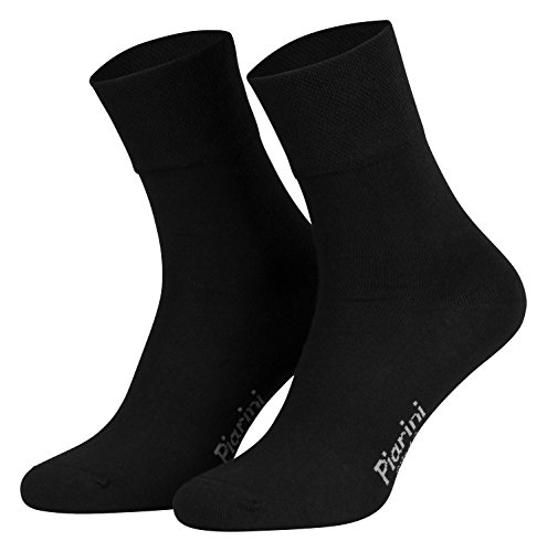 39-42 - 8 Paar Business Socken, Anzugsocken ohne Gummibund Baumwolle - Herren Damen - 8er Pack - schwarz von Piarini