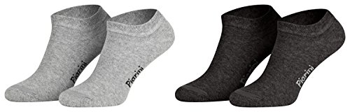 Piarini 43-46/8 Paar Sneaker-Socken Sportsocken Baumwolle ohne Naht kurz Damen Herren Anthrazit-Grau von Piarini
