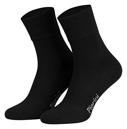 47-50 - 8 Paar Business Socken, Anzugsocken ohne Gummibund Baumwolle - Herren Damen - 8er Pack - schwarz von Piarini