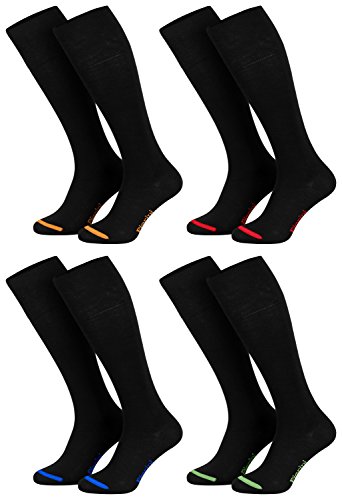 Piarini 47-50 4 Paar Business Kniestrümpfe Herren lang - Baumwollstrümpfe ohne Gummibund Baumwolle - Herrenstrümpfe schwarz farbige Spitze von Piarini