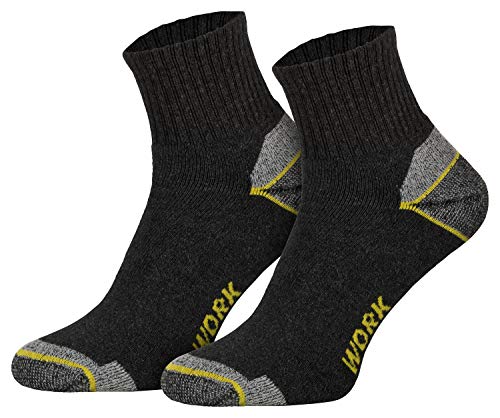 Piarini Arbeitssocken Herren 43-46 kurz 6 Paar gepolstert atmungsaktiv work socks 75% Baumwolle Softbund grau von Piarini