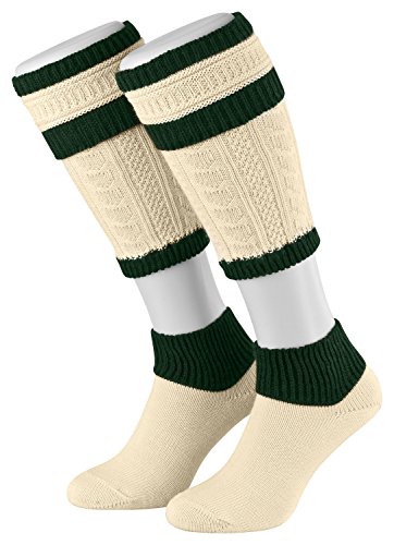 Piarini Creme Tanne 2 teilig Loferl Trachtenstrümpfe Trachtensocken Wadenwärmer Herren Zopfmuster Gr. 47 48 von Piarini