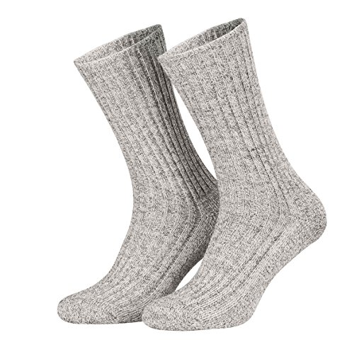 Piarini Norwegersocken robust Wolle Herren - Arbeitssocken mit Frotteesohle - warme Wintersocken aus Schafwolle in 3er Pack grau 43-46 von Piarini