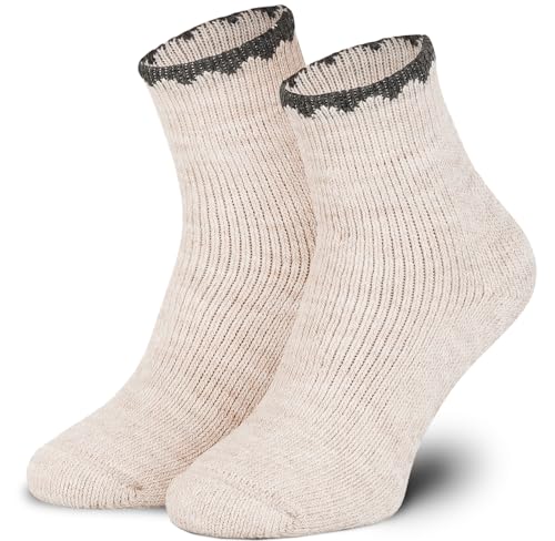 Piarini 1 Paar Frotteesocken aus Alpaka & Wolle I Warme Winter Damen Frottee Socken I Beige 39 42 von Piarini