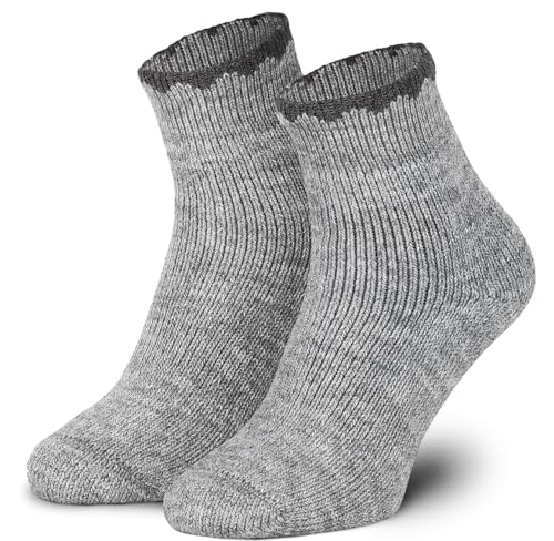 Piarini 1 Paar Frotteesocken aus Alpaka & Wolle I Warme Winter Damen Frottee Socken I Grau 35 38 von Piarini