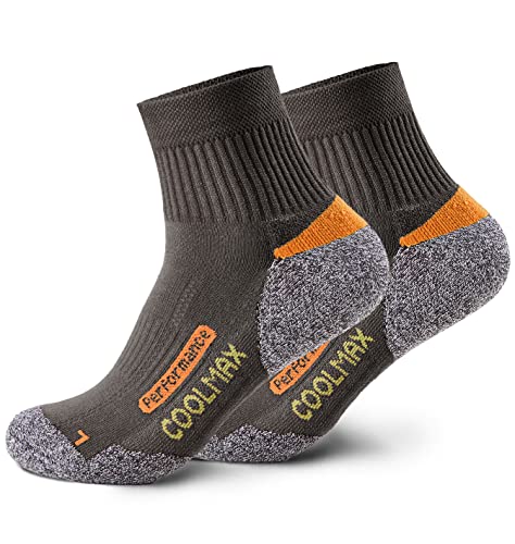 Piarini 2 Paar Coolmax Wandersocken Trekkingsocken Funktionssocken kurz - taupe 35-38 von Piarini