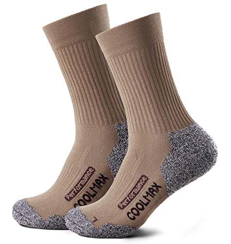 Piarini 2 Paar Coolmax Wandersocken Outdoorsocken Funktionssocken lang beige 39-42 von Piarini