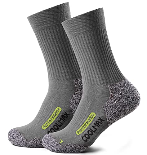 Piarini 2 Paar Coolmax Wandersocken Outdoorsocken Funktionssocken lang grau 35-38 von Piarini