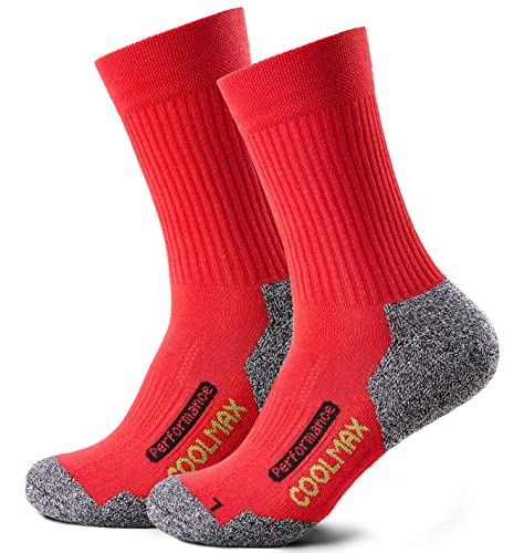 Piarini 2 Paar Coolmax Wandersocken Outdoorsocken Funktionssocken lang rot 3942 von Piarini