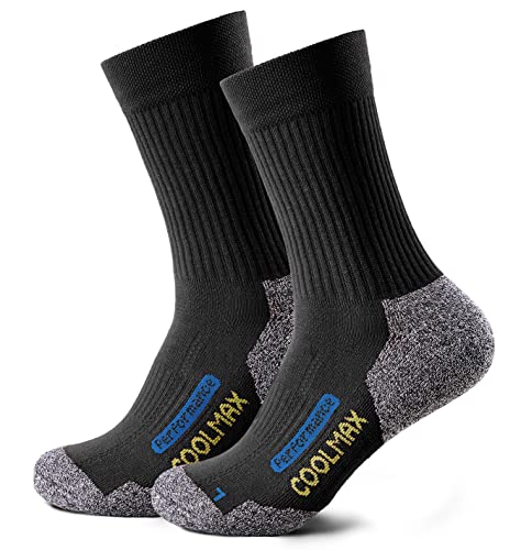 Piarini 2 Paar Coolmax Wandersocken Outdoorsocken Funktionssocken lang schwarz 39-42 von Piarini