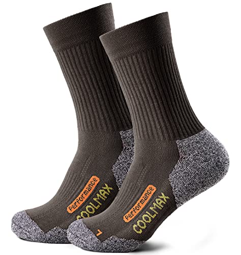 Piarini 2 Paar Coolmax Wandersocken Outdoorsocken Funktionssocken lang taupe 35-38 von Piarini