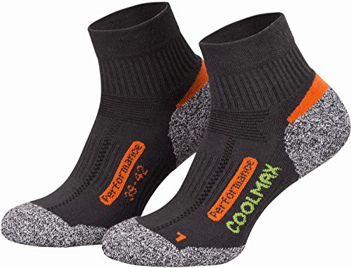 Piarini 2 Paar Coolmax Wandersocken Trekkingsocken Funktionssocken kurz - anthrazit 35-38 von Piarini