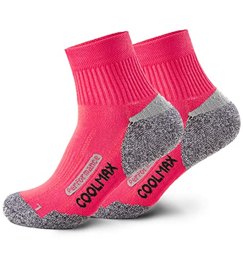 Piarini 2 Paar Coolmax Wandersocken Trekkingsocken Funktionssocken kurz - pink 35-38 von Piarini