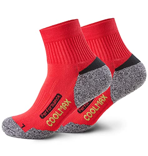 Piarini 2 Paar Coolmax Wandersocken Trekkingsocken Funktionssocken kurz - rot 39-42 von Piarini