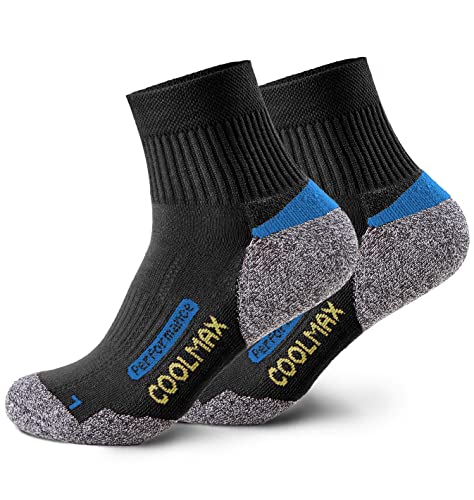 Piarini 2 Paar Coolmax Wandersocken Trekkingsocken Funktionssocken kurz - schwarz 39-42 von Piarini