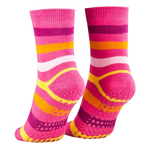 2 Paar Kinder Stoppersocken ABS Socken Anti Rutschsocken Noppen Baumwolle Jungen Mädchen Pink 35 36 37 38 von Piarini