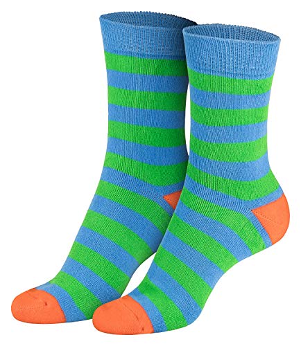 Piarini 2 Paar Kindersocken geringelt bunt Vollfrottee Jungen Mädchen Weiche Kinderstrümpfe Kids Boys Girls Socks grün orange 23 24 25 26 von Piarini