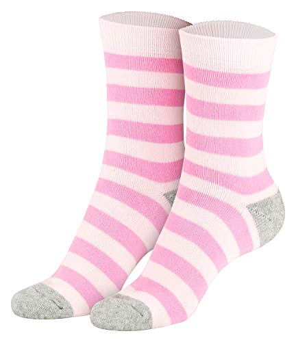 Piarini 2 Paar Kindersocken geringelt bunt Vollfrottee Jungen Mädchen Weiche Kinderstrümpfe Kids Boys Girls Socks rosa pink grau 31 32 33 34 von Piarini