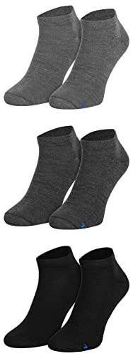 Piarini 3 Paar Herren Damen Merino Sneaker Socken mit 68% Merinowolle - Atmungsaktive Freizeitsocken Mix-Dunkel 43 44 45 46 von Piarini