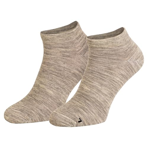 Piarini 3 Paar Sneaker Socken Anti Schweiß Herren Damen Sneaker Socke 68% Merinowolle Atmungsaktive Freizeitsocke Beige 35 36 37 38 von Piarini