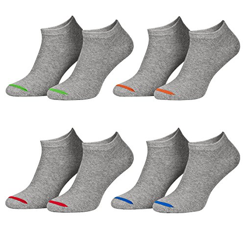 Piarini 35-38 8 Paar Sneaker Socken Sportsocken Baumwolle - Ohne Naht - Kurze Damen grau 36 37 von Piarini