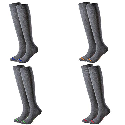 Piarini 39-42 4 Paar Damen Kniestrümpfe lang - Baumwollstrümpfe ohne Gummibund - Damenstrümpfe Baumwolle anthrazit farbige Spitze von Piarini
